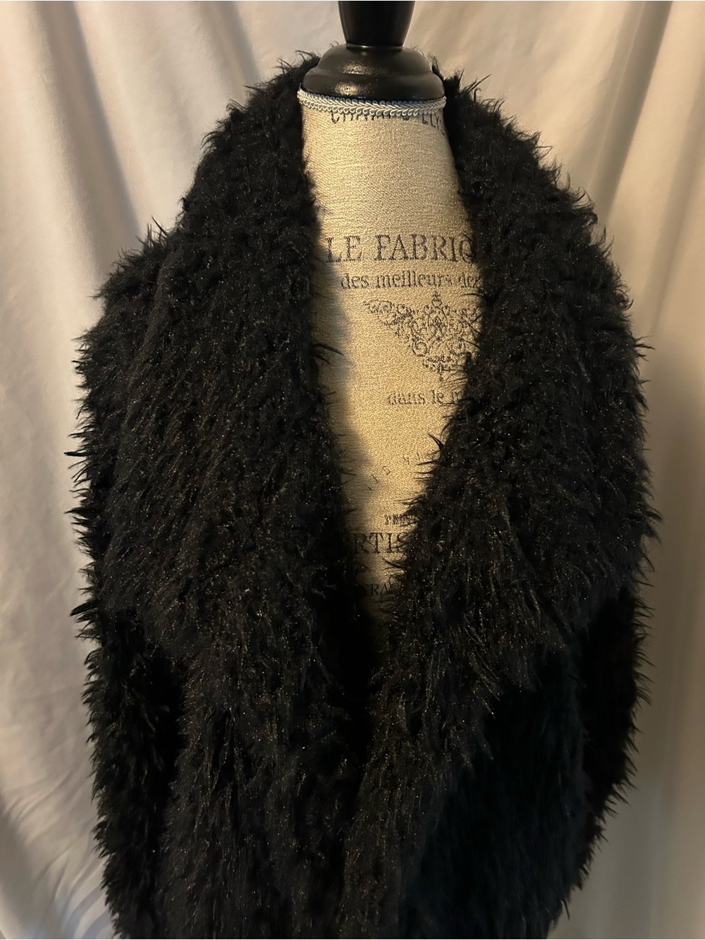 Black Faux Fur Shawl Collar Jacket
